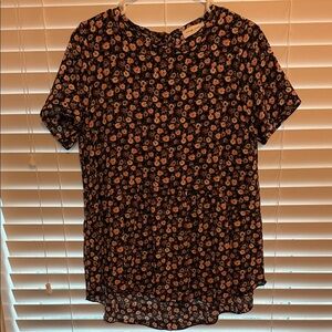 Orange Creek Black and Pink Floral Blouse